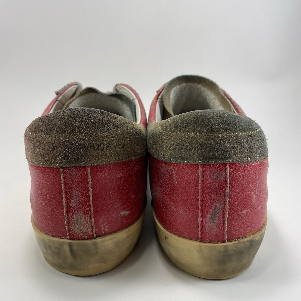Golden Goose Super-Star Red Leather Sneakers Mens Size 42 Distressed Italy GGDB - Picture 4 of 11